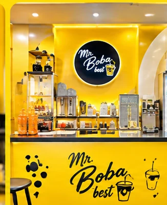 Mr. Boba Best yellow and black store interior
